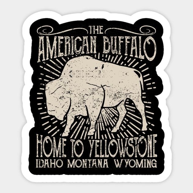 American Buffalo In Yellowstone, Vintage/Retro Design Sticker by VintageArtwork